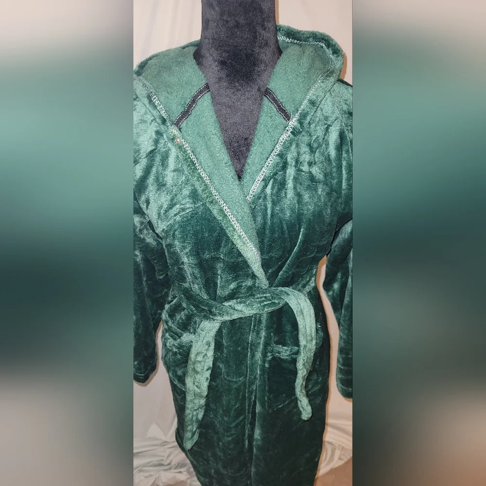 Doctor Unicorn, Dark Green Kids Fleece Hooded Robe with Belt, 10-11 Y, NWOT